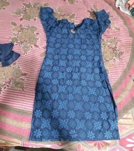 uni  Blue Printed Kurta