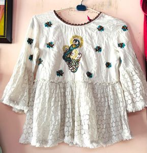 Embroidered Peacock Kurta