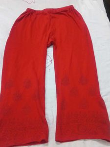 Red Palazzo Pants with copper Print