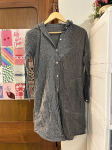 Grey  Button-Up Tunic Dress