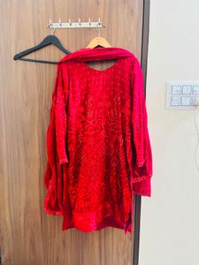 Elegant Red Pakistani Kurti with Dupatta