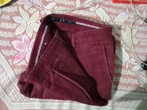 Men's Slim Fit Burgundy Trousers