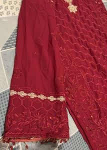 Elegant Redish Maroon Kurta Set with Dupatta❤️