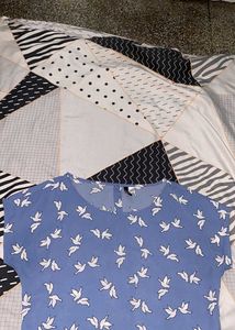 Blue Bird Print Women’s Top