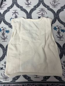Cream Sleeveless Knit Top