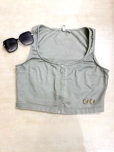Stylish Cropped Tank Top with Zipper