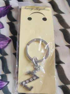 Letter Z Keychain with Rhinestones