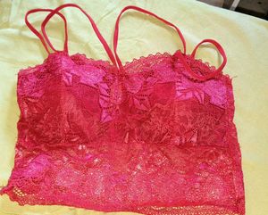#Hot red Lace Bralette Top innerwear