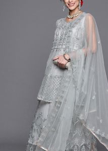 Elegant Silver Anarkali Suit