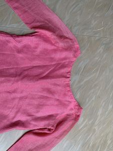 Pink Kurta with Lace Sleeves