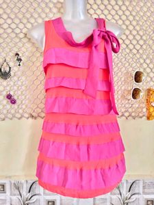 Pink &amp; Coral Tiered Bow Tank Top