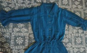 Stylish Blue Striped Peplum Top