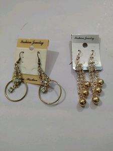 Beautiful Gold Plated Earrings With White Stone
