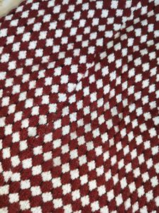 knitted red and white skirt