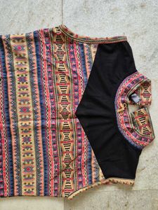 Tribal Print Sleeveless Mock Neck Top