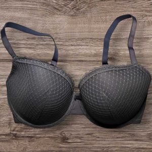 Next UK Padded Underwired Elegant Gray Lace Bra