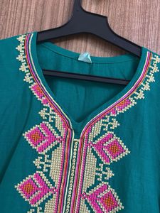 Elegant Teal Kurta with Gold Accents