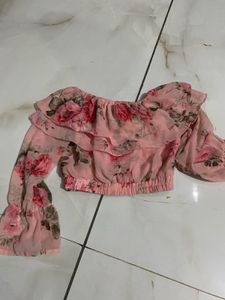 Chic Floral Ruffle Off-Shoulder Top