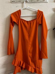 🧡 Tangerine Ruched Cut-Out Mini Dress| Y2k