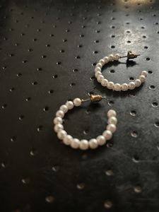 H&amp;M Trending Pearl Round Small Hoop Earrings