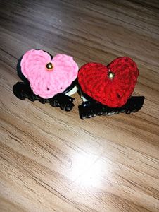 Crochet Heart Hair Clips (Set of 2)