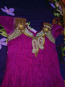 White Party Wear Suit &amp; Purple Set Free