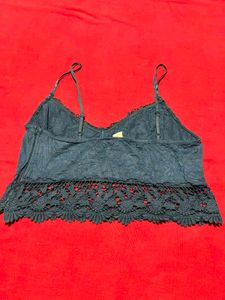 Navy Lace Crop Cami
