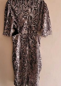 Snake Print Cut-Out Midi Dress