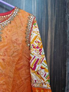 Elegant Orange Ethnic Gown
