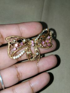 Hijabs broach.  Sparkling Bow Brooch with Pink and