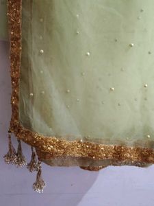 Green Banarsi Silk  Box Pleat Ethnic Skirt