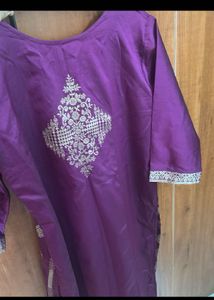Purple Embroidered Kurta and Annabelle shirt