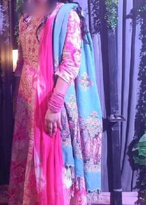 Beautiful Pink Floral Ethnic Gown