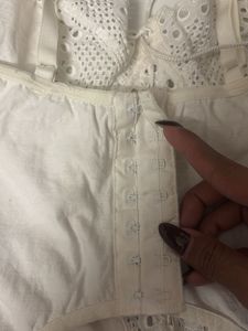 Chic White Broderie Anglaise Corset Top