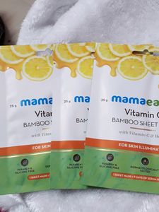 Mamaearth Vitamin C Bamboo Sheet Mask with Vitamin C &amp; Honey (25g) Combo  of 3