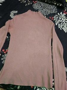 Ribbed High Neck Long Sleeve Top