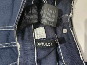 H&amp;M Dark Blue Wide Twill Leg Trousers