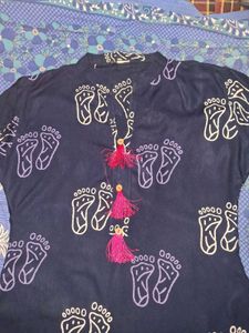 Stylish Navy Kurta with Foot Print Design