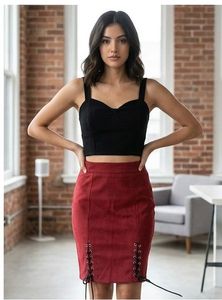 Chic Suede Lace-Up Skirt