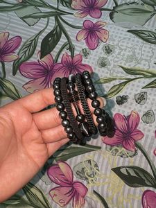 Boho Oxidized Silver Bangle Set