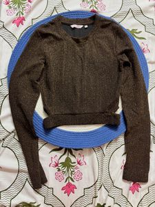Sparkly Brown Long Sleeve Top used once