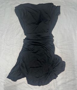 Chic Black Ruched Mini Dress