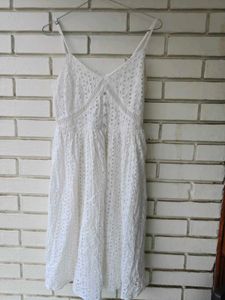 White Eyelet Spaghetti Strap Dress