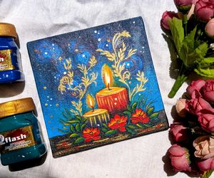 Mini candle hand-painted Art/ Painting