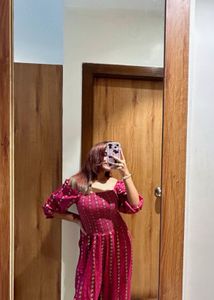 Stylish Burgundy Printed Jumpsuit