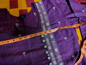 Purple Kurti with Pants and Scarf Set