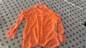 Sheer Orange Sun Cover-Up Top