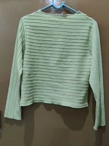 Mint Green Textured Long Sleeve Top