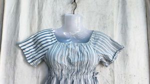 Striped Square Neck Peplum Top
