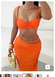 Newme Vibrant Orange Ruched Bikini Set